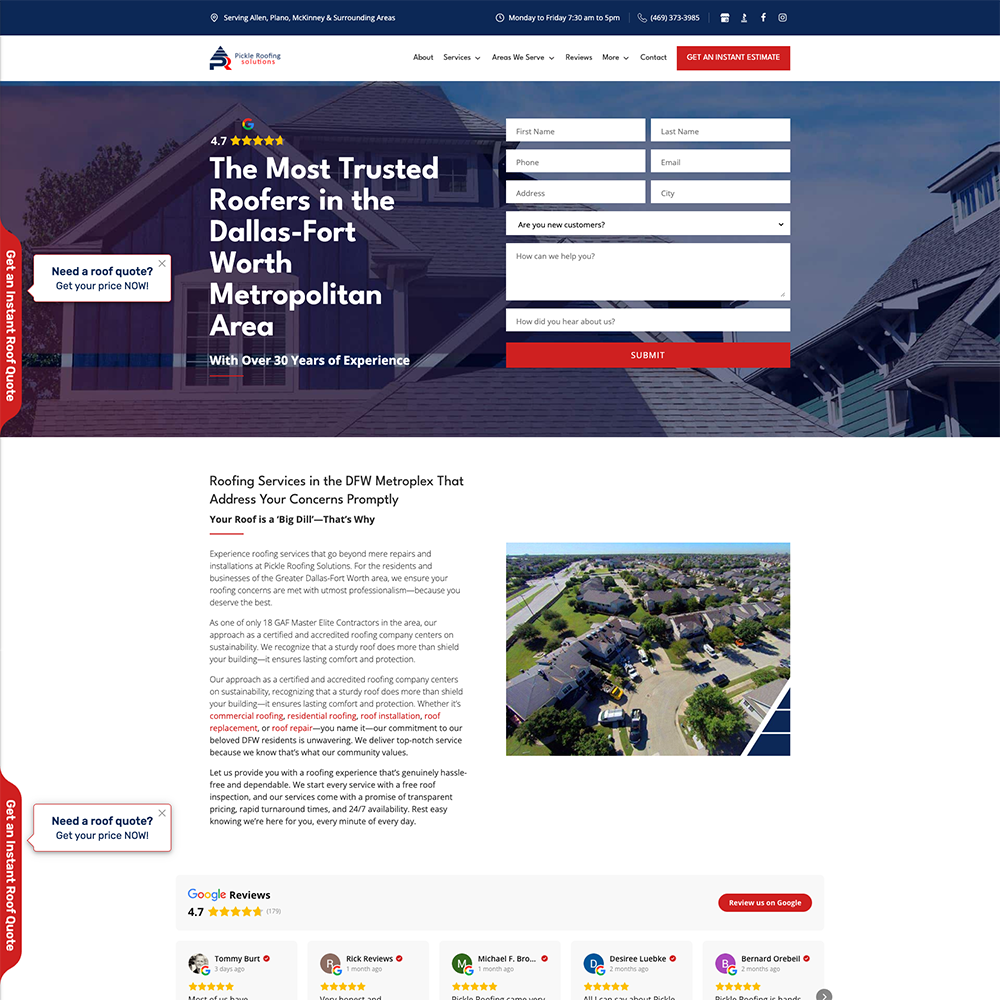 Pickle Roofing website